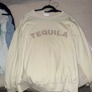 Beige Sweatshirt with 'TEQUILA' Print